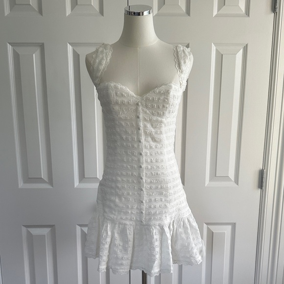 Peppermayo Dresses & Skirts - NWT Peppermayo Kristina Exclusive Textured Ruffles White Mini Dress Size 6